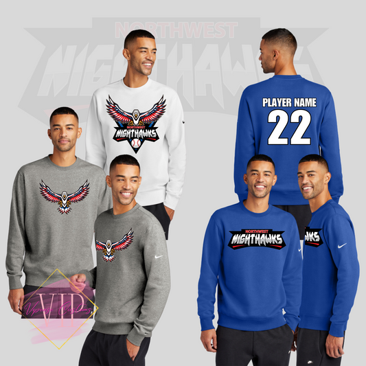 NW NIGHTHAWKS NKFD9863 Nike Club Fleece Sleeve Swoosh Crew