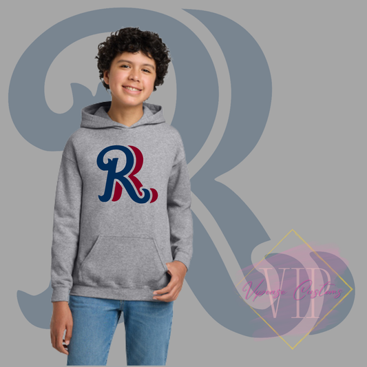 Navy+Red RR Chest Logo-Gildan® - Youth Heavy Blend™ Hooded Sweatshirt 18500B