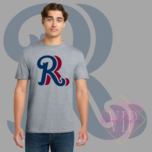 Navy+Red Chest RR Logo Gildan Softstyle® T-Shirt 64000