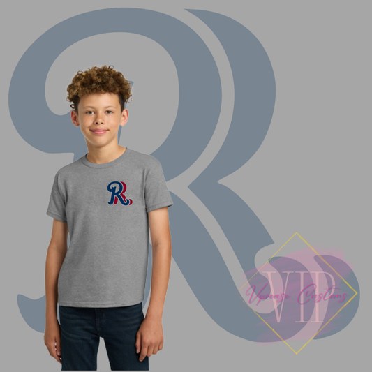 Navy+Red RR Pocket Gildan® - Youth Heavy Cotton™ 100% Cotton T-Shirt 5000B
