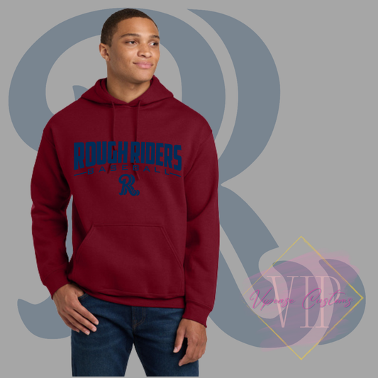 Navy Rough Riders Logo-Gildan® - Heavy Blend™ Hooded Sweatshirt 18500