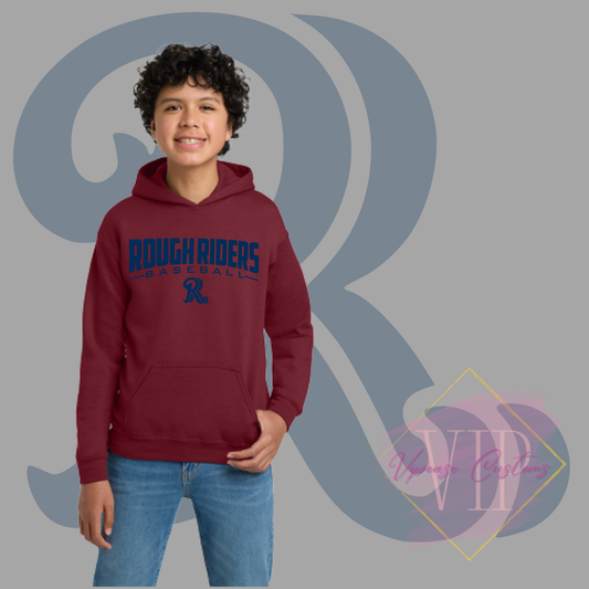 Navy Rough Riders Logo-Gildan® - Youth Heavy Blend™ Hooded Sweatshirt 18500B