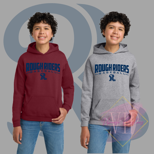 Navy Rough Riders Logo-Gildan® - Youth Heavy Blend™ Hooded Sweatshirt 18500B
