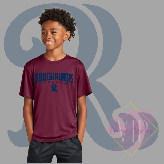 Navy Rough Riders Logo-Sport-Tek® Youth PosiCharge® Competitor™ Tee YST350