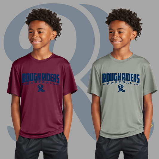 Navy Rough Riders Logo-Sport-Tek® Youth PosiCharge® Competitor™ Tee YST350