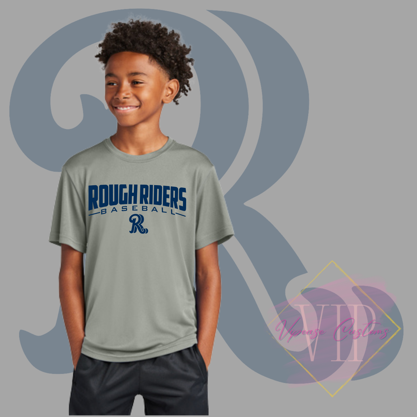 Navy Rough Riders Logo-Sport-Tek® Youth PosiCharge® Competitor™ Tee YST350