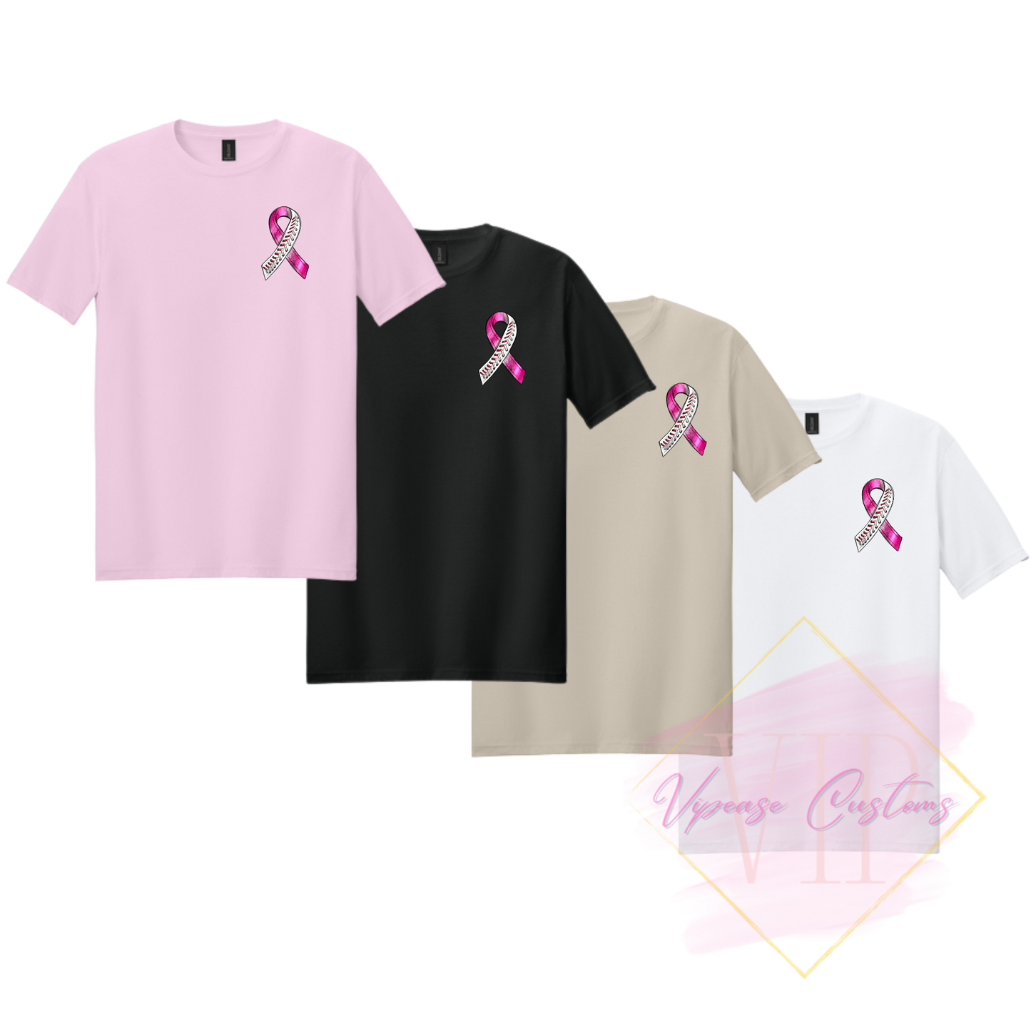 Baseball Ribbon-Cancer Awareness 64000 Gildan Softstyle® T-Shirt