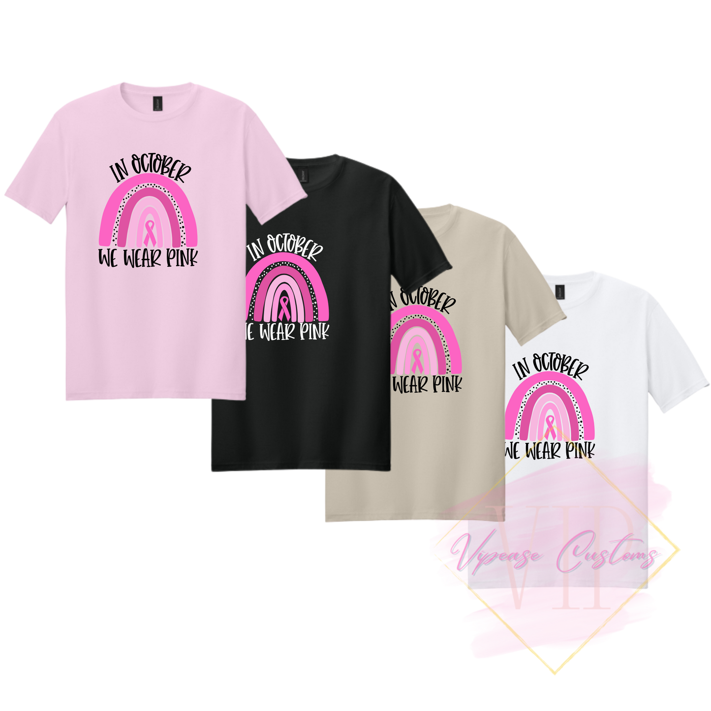 In October We Wear Pink Ribbon Rainbow-Cancer Awareness 64000 Gildan Softstyle® T-Shirt