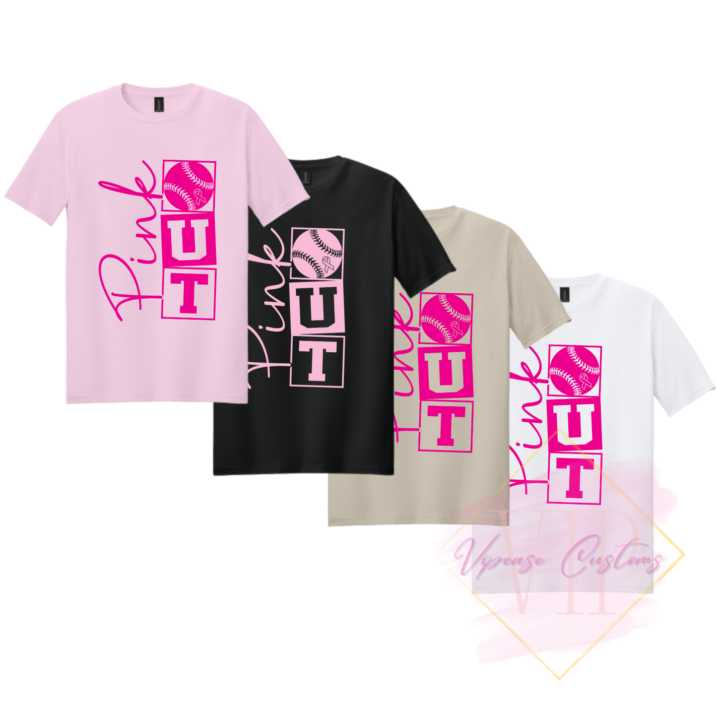 Baseball Pink Out-Cancer Awareness 64000 Gildan Softstyle® T-Shirt