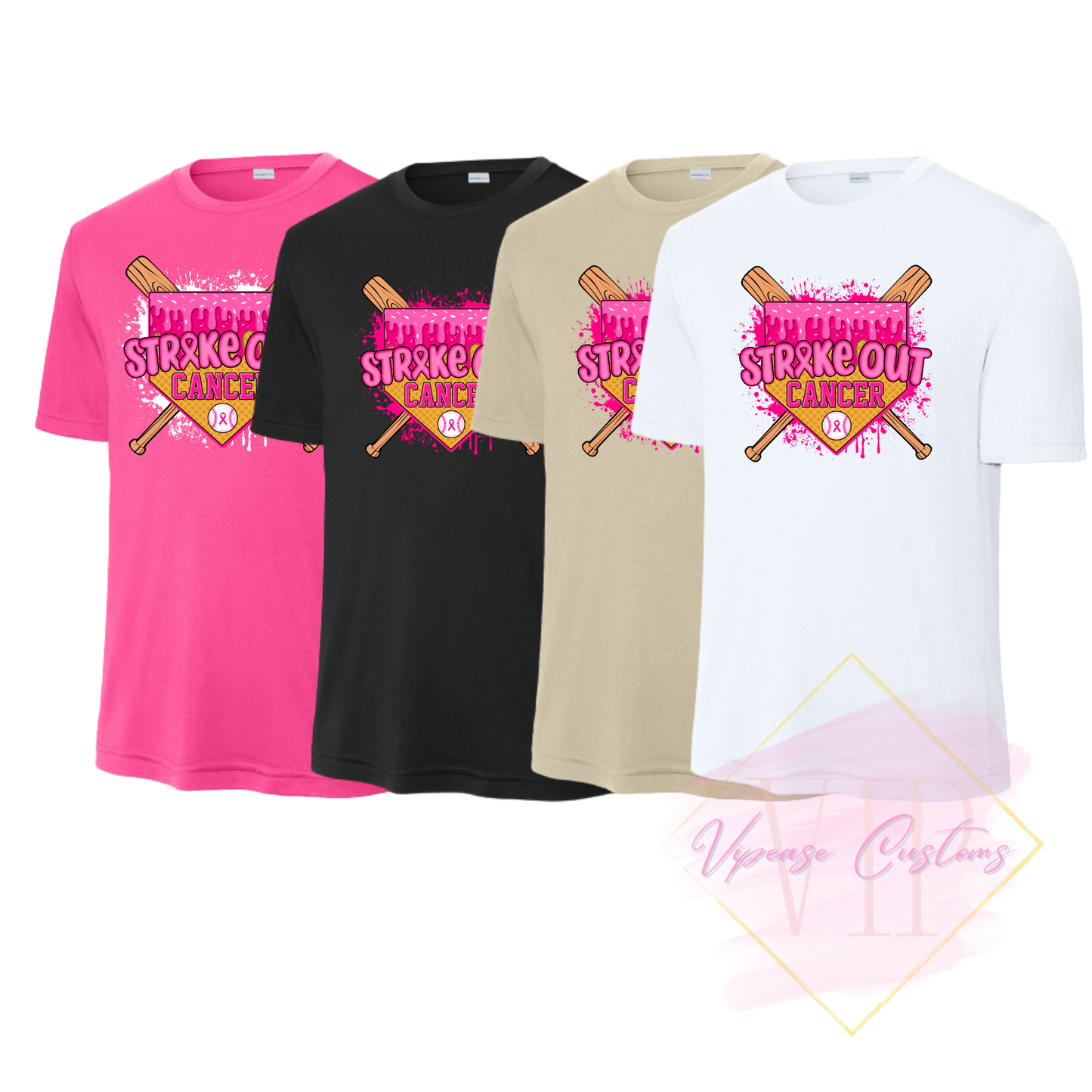 Baseball Strike Out Cancer-Cancer Awareness ST350 Sport-Tek® PosiCharge® Competitor™ Tee