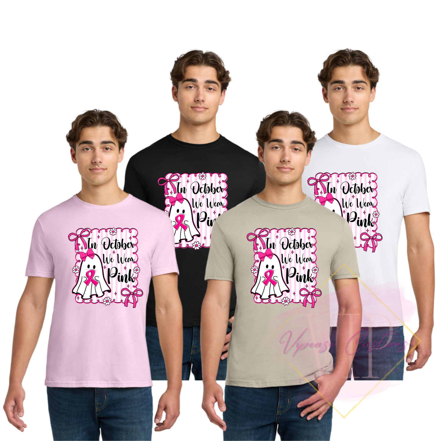 In October We Wear Pink Ghost-Cancer Awareness 64000 Gildan Softstyle® T-Shirt