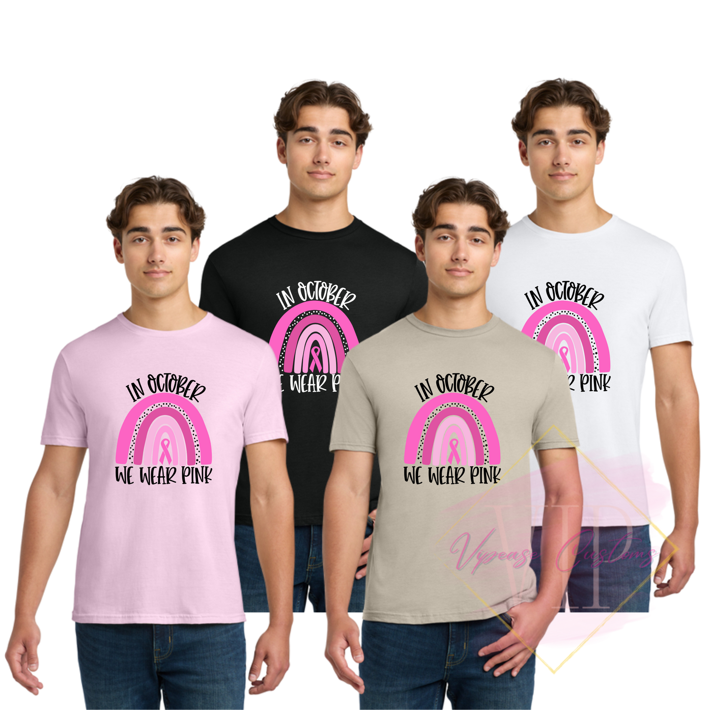 In October We Wear Pink Ribbon Rainbow-Cancer Awareness 64000 Gildan Softstyle® T-Shirt
