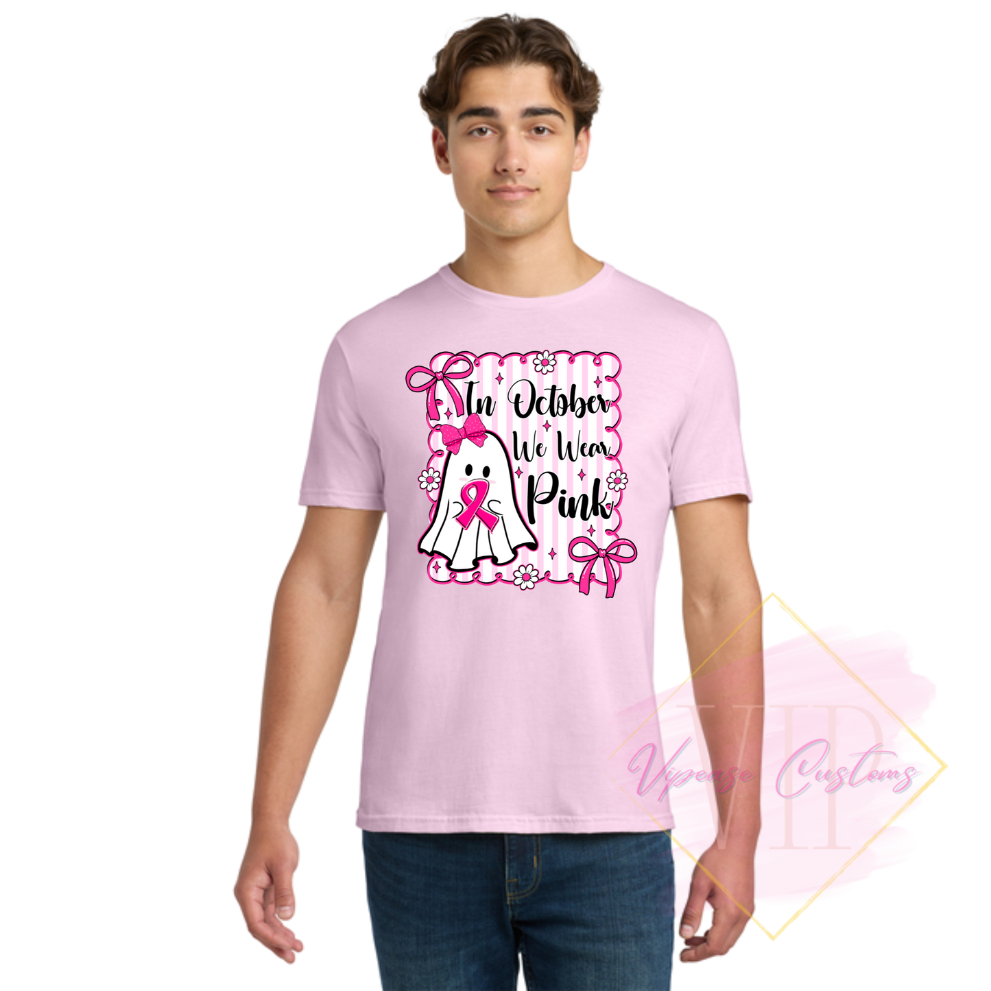 In October We Wear Pink Ghost-Cancer Awareness 64000 Gildan Softstyle® T-Shirt