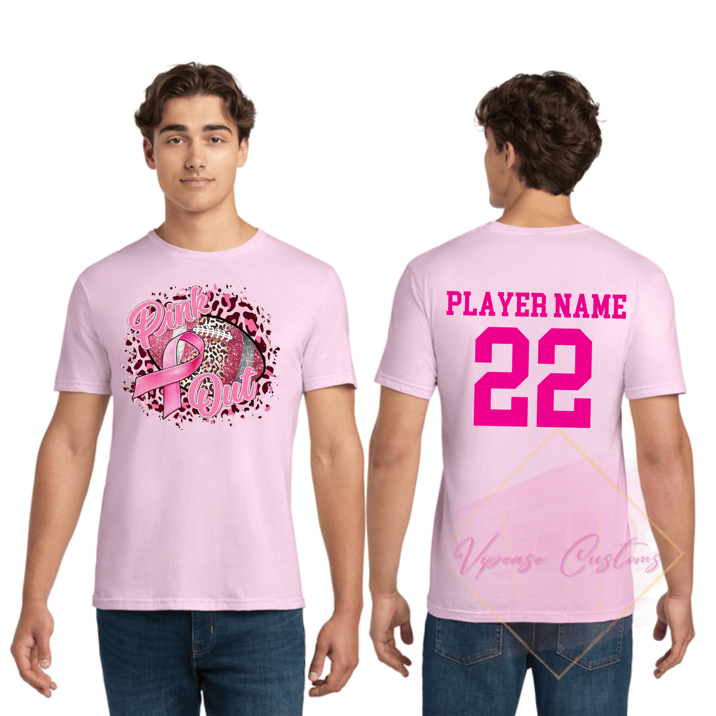 Football Pink Out-Cancer Awareness 64000 Gildan Softstyle® T-Shirt