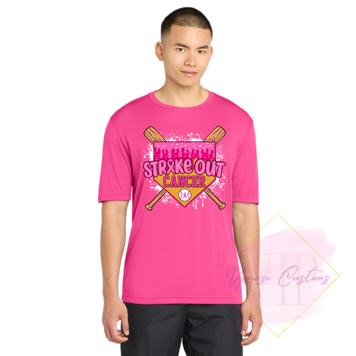 Baseball Strike Out Cancer-Cancer Awareness ST350 Sport-Tek® PosiCharge® Competitor™ Tee