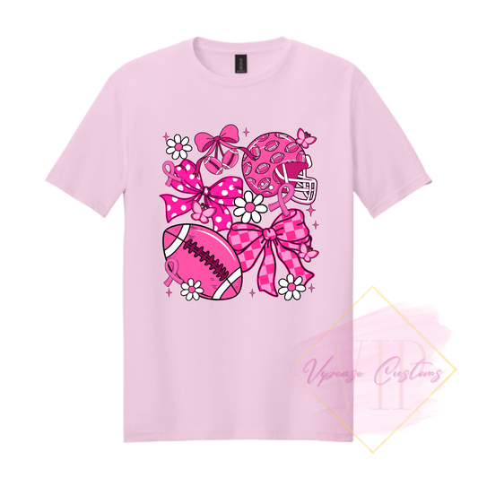 Football Cancer Breast Collage-Cancer Awareness 64000 Gildan Softstyle® T-Shirt