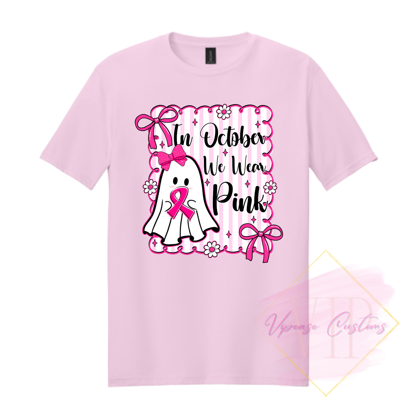 In October We Wear Pink Ghost-Cancer Awareness 64000 Gildan Softstyle® T-Shirt