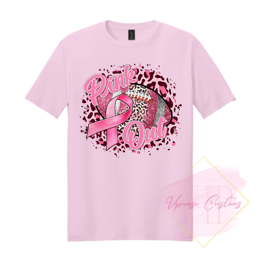 Football Pink Out-Cancer Awareness 64000 Gildan Softstyle® T-Shirt