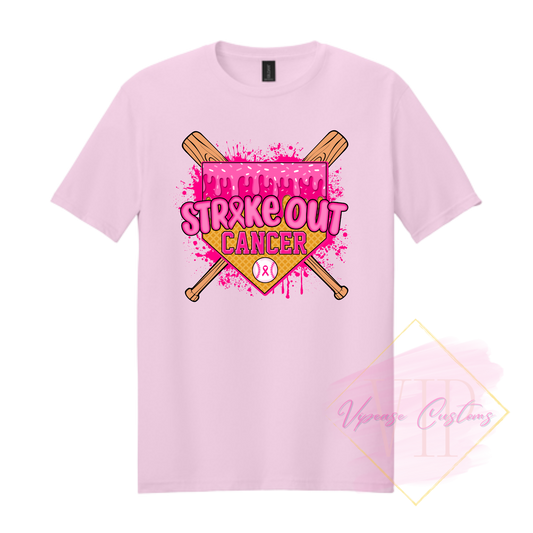 Baseball Strike Out Cancer-Cancer Awareness 64000 Gildan Softstyle® T-Shirt