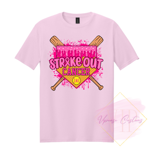 Softball Strike Out Cancer-Cancer Awareness 64000 Gildan Softstyle® T-Shirt