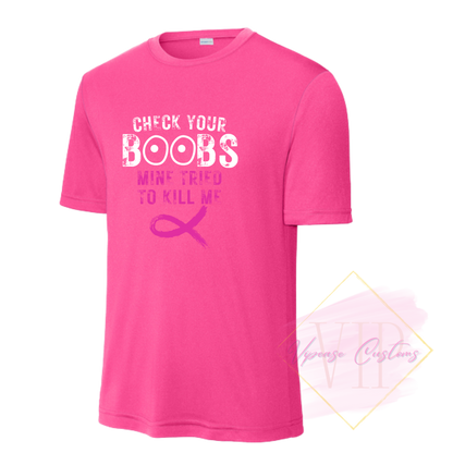 Check Your Boobs-Cancer Awareness ST350 Sport-Tek® PosiCharge® Competitor™ Tee