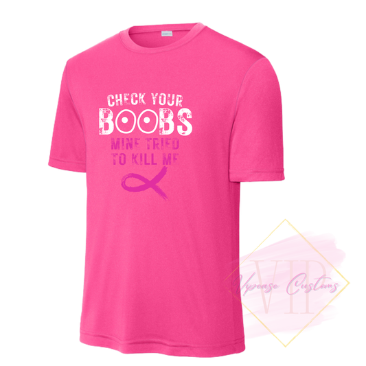 Check Your Boobs-Cancer Awareness ST350 Sport-Tek® PosiCharge® Competitor™ Tee