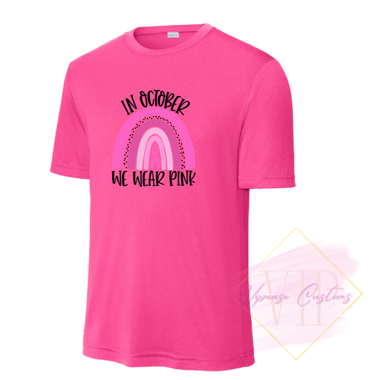 In October We Wear Pink Ribbon Rainbow-Cancer Awareness ST350 Sport-Tek® PosiCharge® Competitor™ Tee