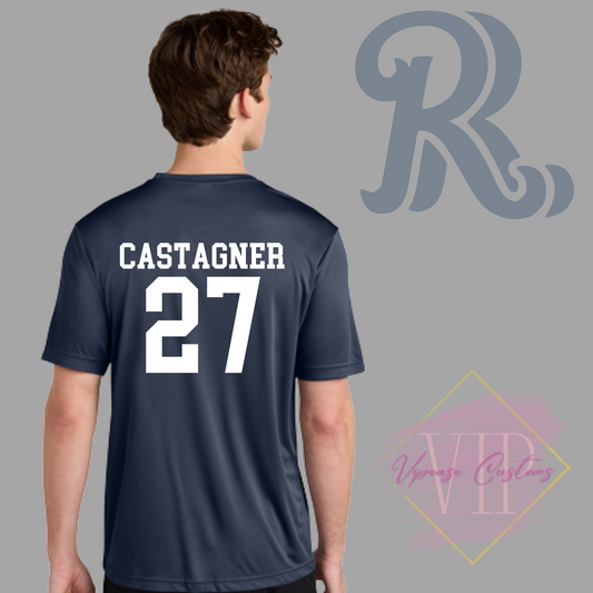 Navy+Red Chest RR Logo Gildan Softstyle® T-Shirt 64000