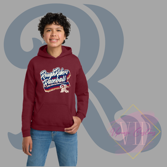 Textured RR Logo-Gildan® - Youth Heavy Blend™ Hooded Sweatshirt 18500B