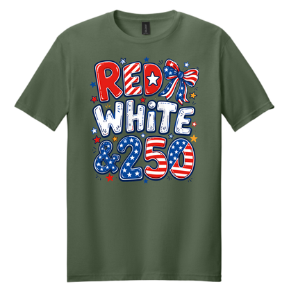 Red, White & 250 Patriotic Graphic Tee | USA Pride Independence Day Shirt