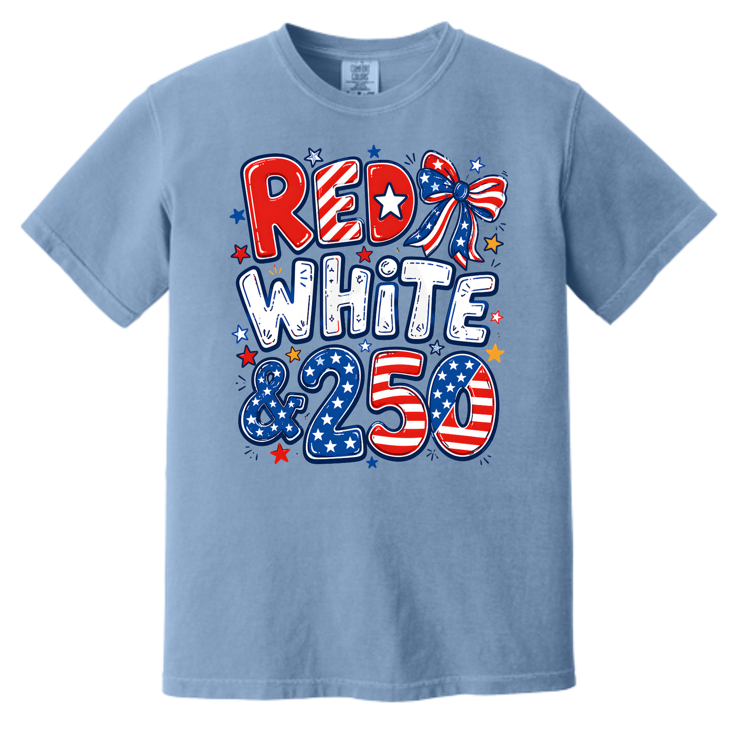 Red, White & 250 Patriotic Graphic Tee | USA Pride Independence Day Shirt