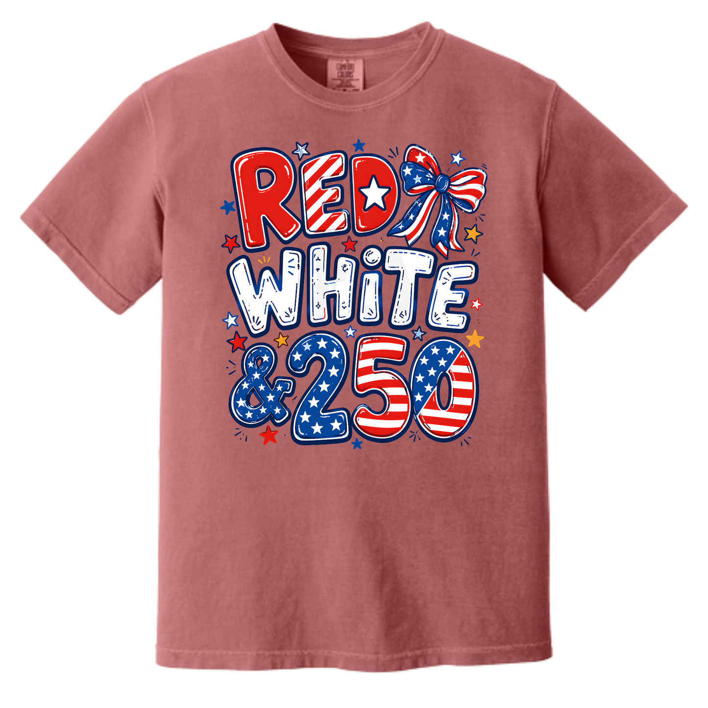 Red, White & 250 Patriotic Graphic Tee | USA Pride Independence Day Shirt