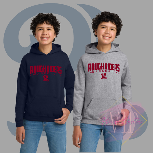 Red Rough Riders Logo-Gildan® - Youth Heavy Blend™ Hooded Sweatshirt 18500B