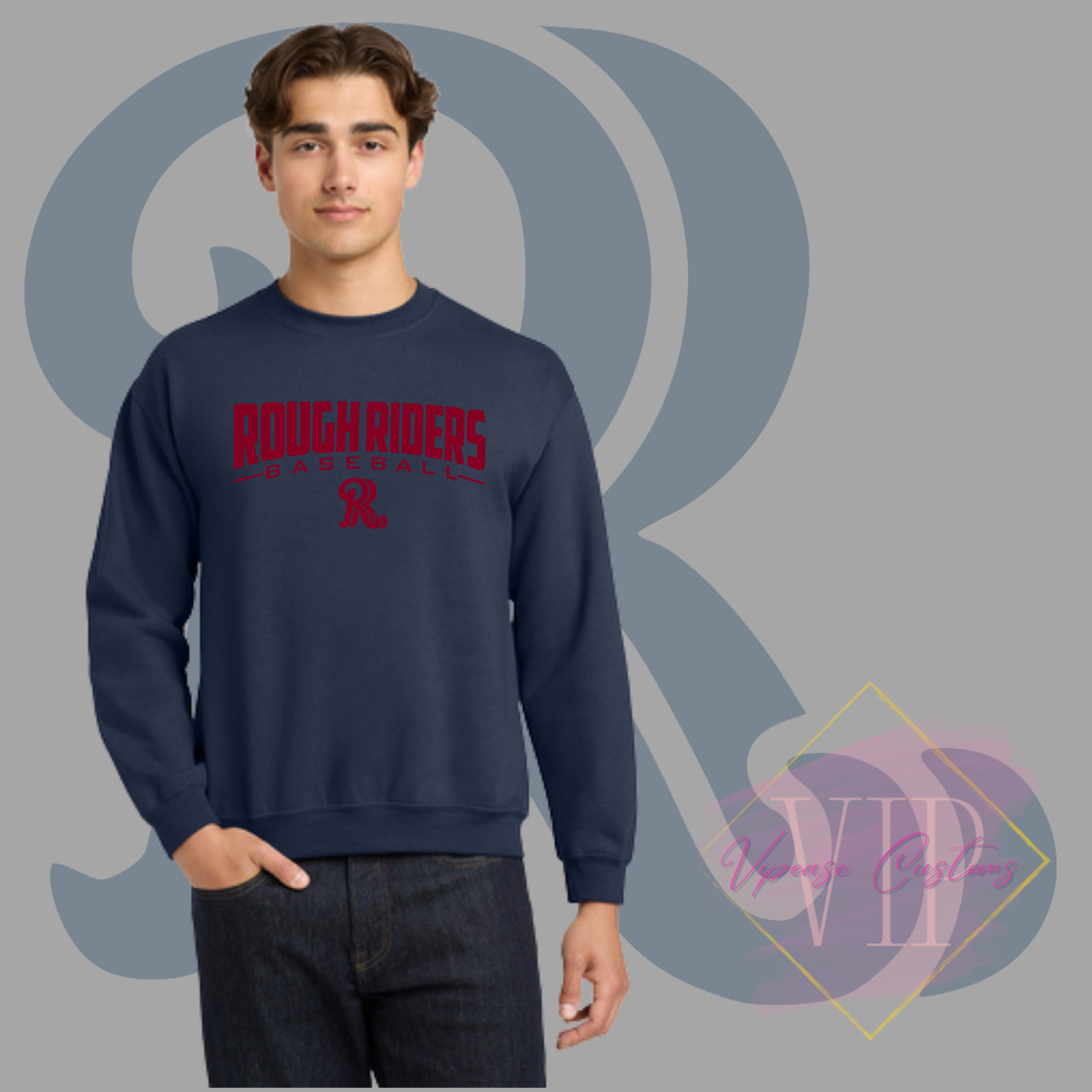 Red Rough Riders Logo-Gildan® - Heavy Blend™ Crewneck Sweatshirt 18000