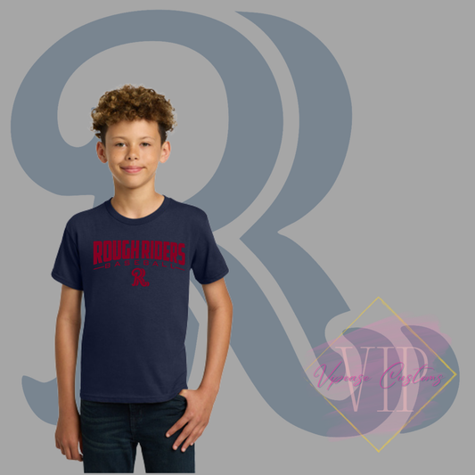 Red Rough Riders Logo- Gildan® - Youth Heavy Cotton™ 100% Cotton T-Shirt 5000B