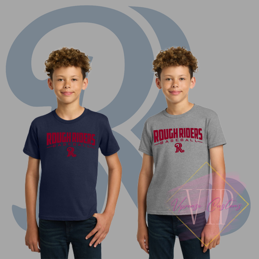 Red Rough Riders Logo- Gildan® - Youth Heavy Cotton™ 100% Cotton T-Shirt 5000B