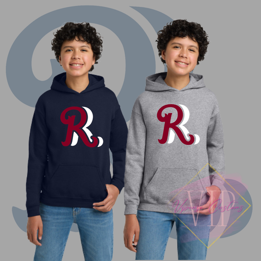 Red+White RR Chest Logo-Gildan® - Youth Heavy Blend™ Hooded Sweatshirt 18500B