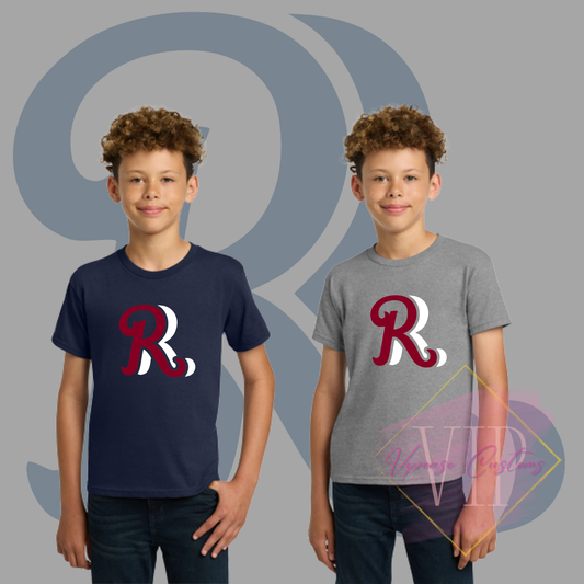 Red+White RR Chest Logo- Gildan® - Youth Heavy Cotton™ 100% Cotton T-Shirt 5000B