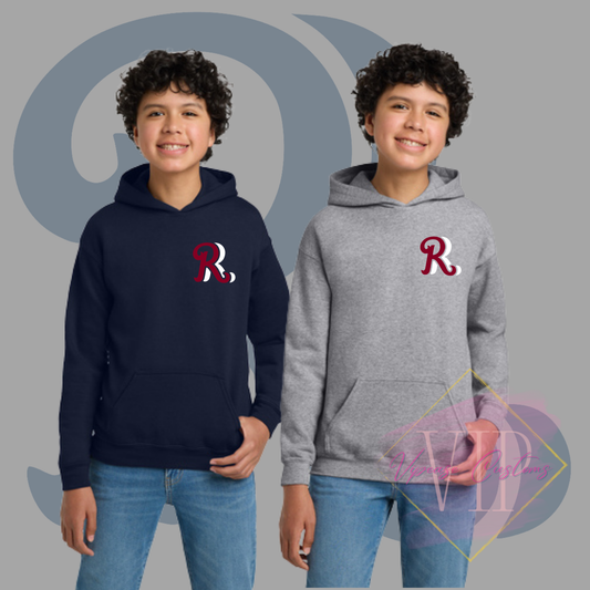 Red+White RR Pocket Logo-Gildan® - Youth Heavy Blend™ Hooded Sweatshirt 18500B