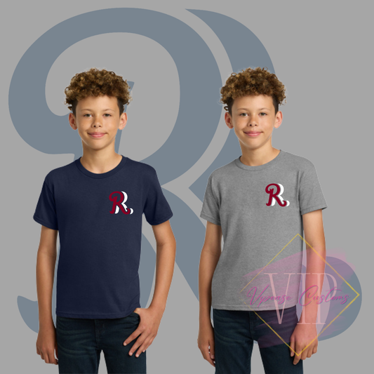 Red+White RR Pocket Logo- Gildan® - Youth Heavy Cotton™ 100% Cotton T-Shirt 5000B