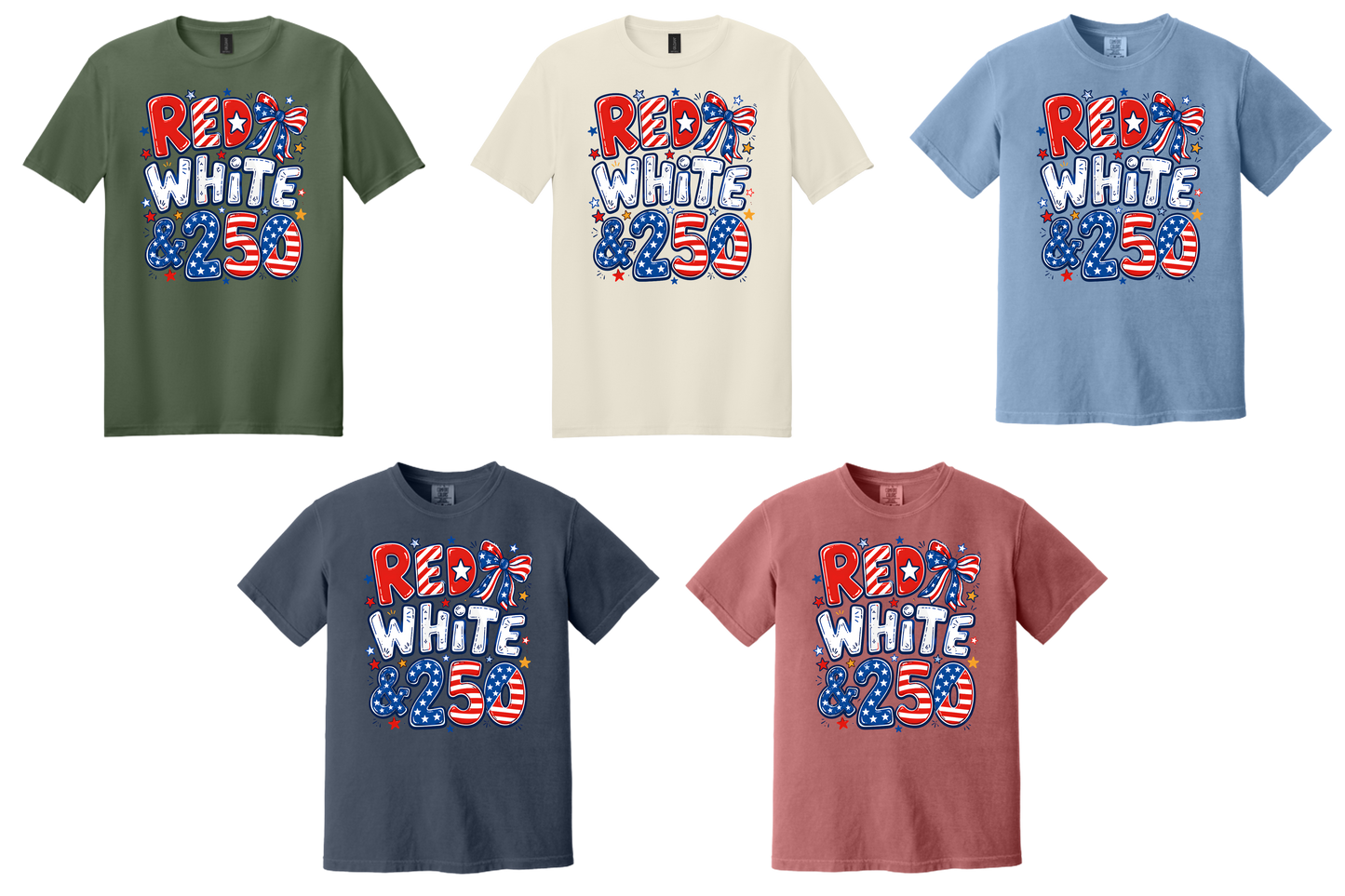 Red, White & 250 Patriotic Graphic Tee | USA Pride Independence Day Shirt