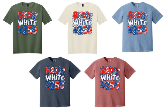 Red, White & 250 Patriotic Graphic Tee | USA Pride Independence Day Shirt