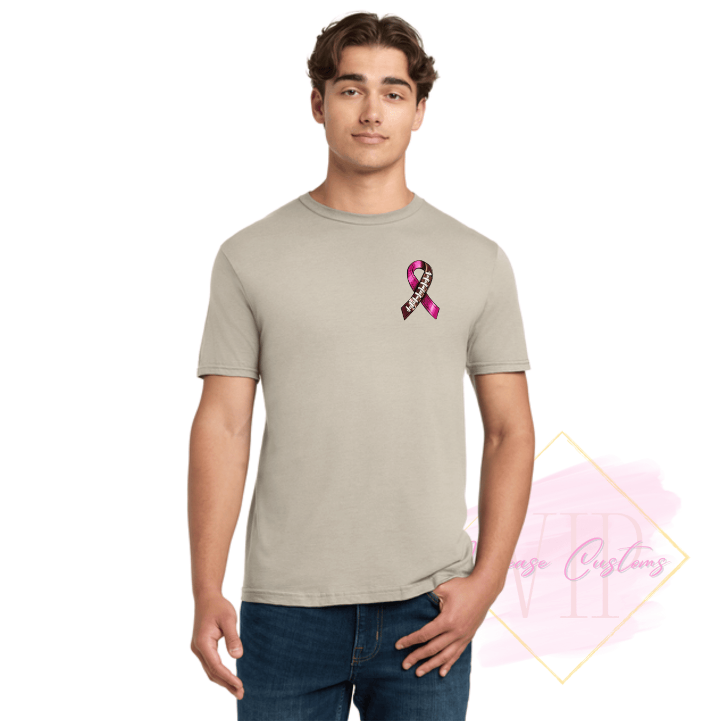 Football Ribbon-Cancer Awareness 64000 Gildan Softstyle® T-Shirt