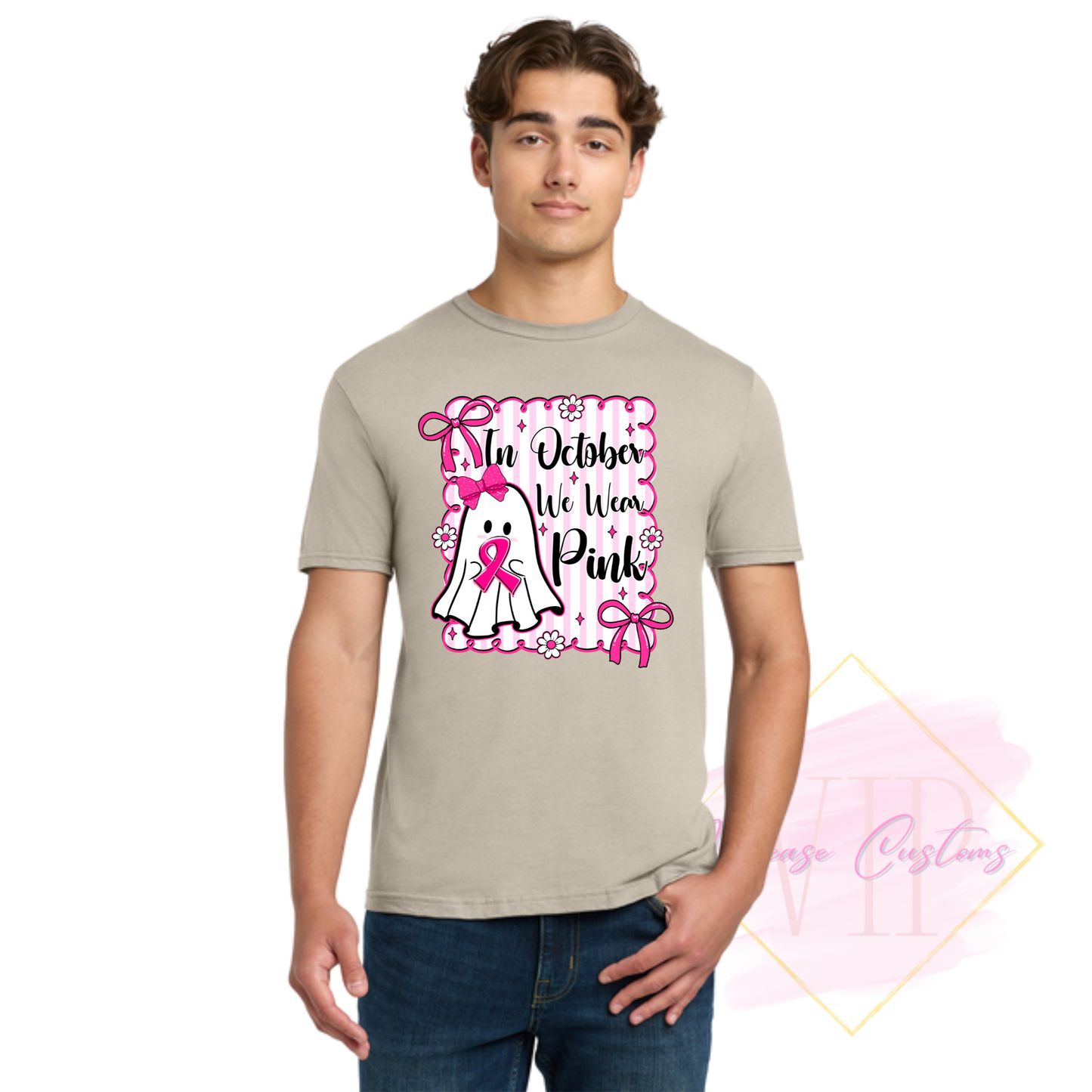 In October We Wear Pink Ghost-Cancer Awareness 64000 Gildan Softstyle® T-Shirt