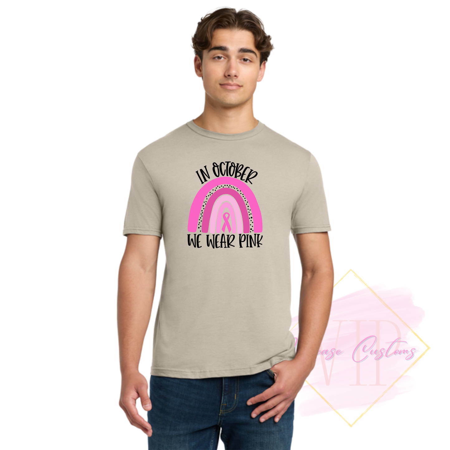 In October We Wear Pink Ribbon Rainbow-Cancer Awareness 64000 Gildan Softstyle® T-Shirt