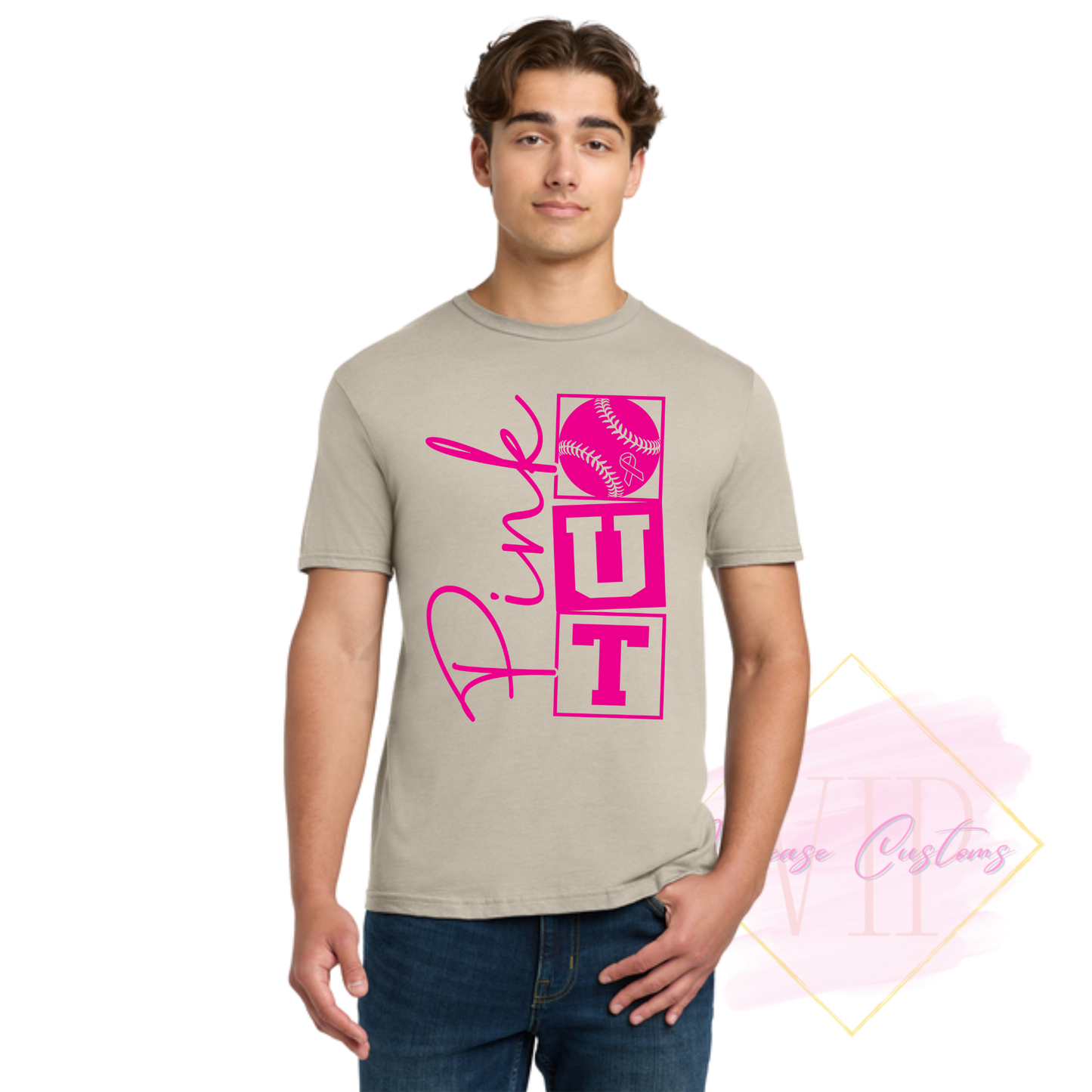 Baseball Pink Out-Cancer Awareness 64000 Gildan Softstyle® T-Shirt