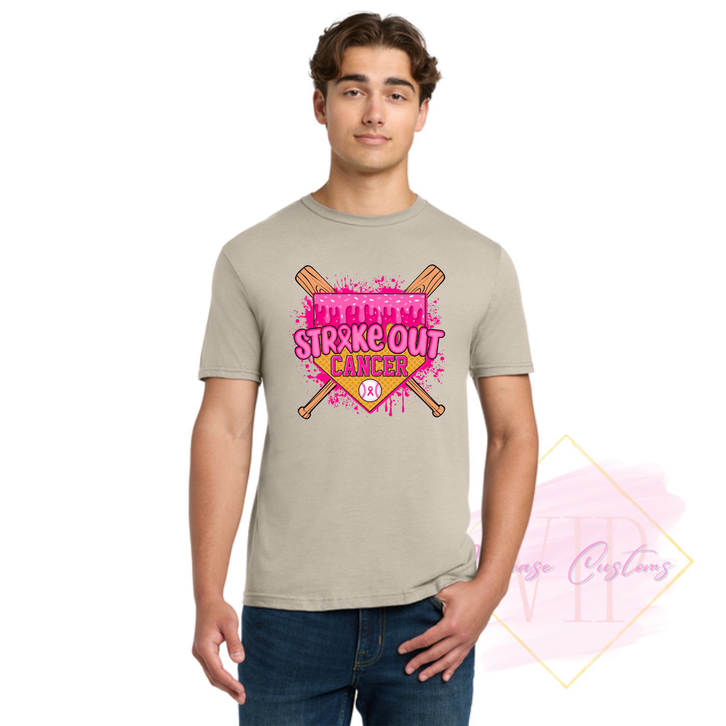 Baseball Strike Out Cancer-Cancer Awareness 64000 Gildan Softstyle® T-Shirt