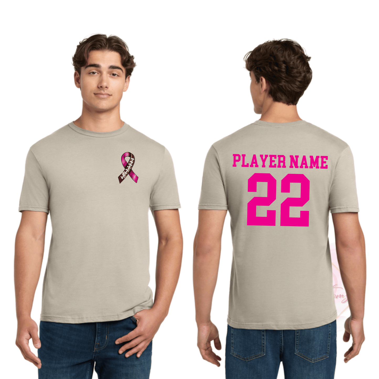 Football Ribbon-Cancer Awareness 64000 Gildan Softstyle® T-Shirt