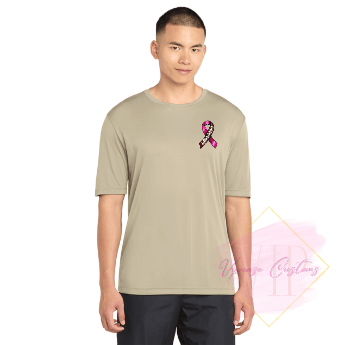 Football Ribbon-Cancer Awareness ST350 Sport-Tek® PosiCharge® Competitor™ Tee
