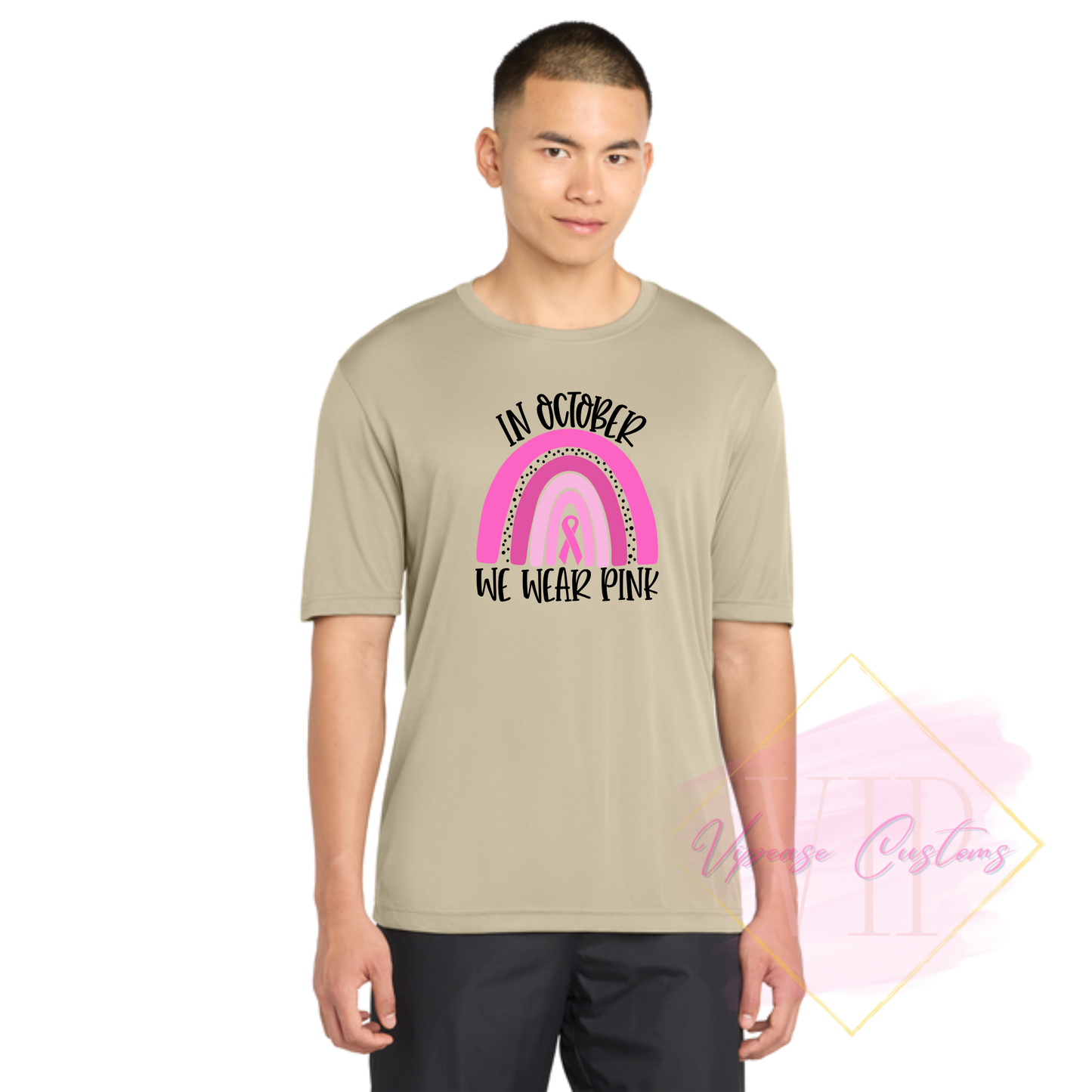 In October We Wear Pink Ribbon Rainbow-Cancer Awareness ST350 Sport-Tek® PosiCharge® Competitor™ Tee
